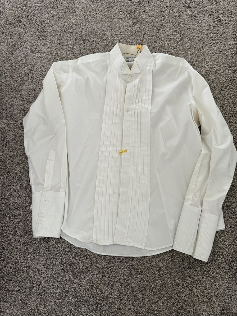 Joseph & Feiss Classic White Pleated Front Men's Dress Shirt 17 1/2 34/35
